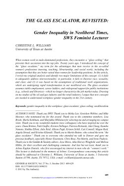 THE GLASS ESCALATOR, REVISITED: Gender