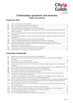 Traineeships - FAQs