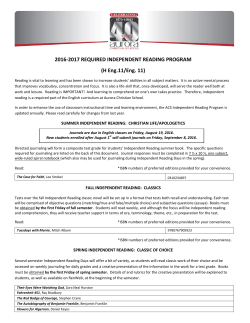 Required 11th Grade Independent Reading Program 2016-2017