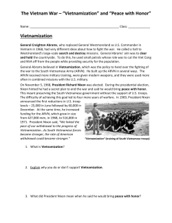The Vietnam War &ndash; &ldquo;Vietnamization&rdquo; and &ldquo;Peace with Honor