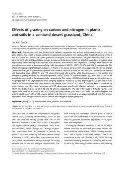 Effects of grazing on carbon and nitrogen in plants and soils in a