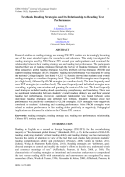 Textbook Reading Strategies and Its Relationship to Reading Test