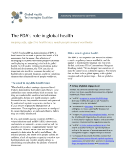 The FDA`s role in global health - Global Health Technologies Coalition