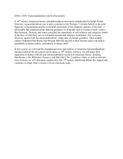 ENGL 3330: Transcendentalism and Its Discontents A 19 century