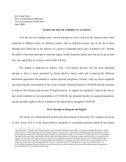 UNION OF SOUTH AMERICAN NATIONS Over the last two