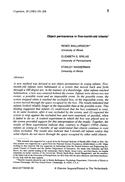 Object permanence in five-month-old infants* University of Illinois