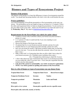 Biomes and Types of Ecosystems Project