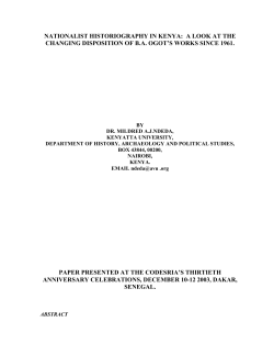 Nationalist Historiography in Kenya