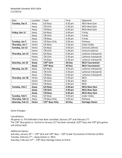 Basketball Schedule 2015-2016 (11/20/15) Date Location Team