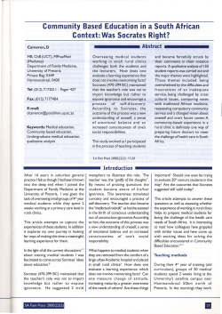 Community Based Education in a South African Gontext: Was