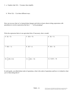 7WB3 - 51 3. a. Explain what 3(2x &ndash; 5) means, then simplify. b. Write