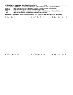 Solve each quadratic equation by factoring and applying the Zero