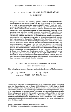 Clitic Auxiliaries and Incorporation in Polish.