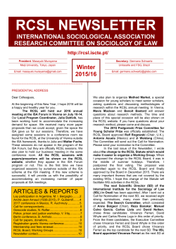 RCSL Newsletter Winter 2015-2016