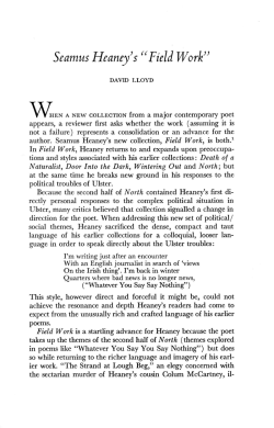 Seamus Heaney s "Field Work" - University of Calgary Journal Hosting