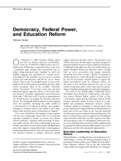 Democracy, Federal Power, and Education Reform