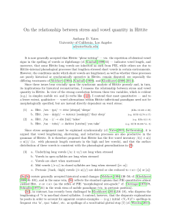 On the relationship between stress and vowel quantity in Hittite