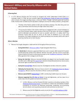 Morocco`s Military and Security Alliance with the United States