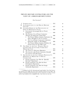 private military contractors and the taint of a mercenary reputation