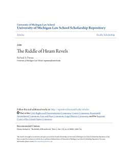 The Riddle of Hiram Revels - University of Michigan Law School