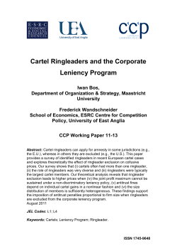 Cartel Ringleaders and the Corporate Leniency Program Iwan Bos