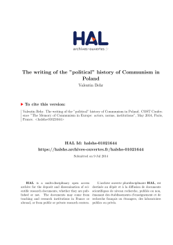 The writing of the ``political`` history of Communism in Poland - Hal-SHS