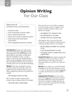Opinion Writing For Our Class