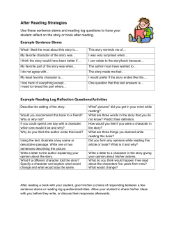 Sentence Stems and Reading Log Questions