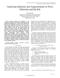 Analyzing Opinions and Argumentation in News Editorials and Op-Eds