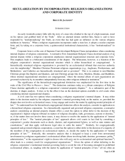SECULARIZATION BY INCORPORATION: RELIGIOUS