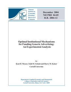 Optimal Institutional Mechanisms for Funding Generic Advertising