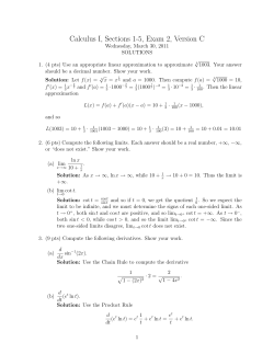 Calculus I, Sections 1