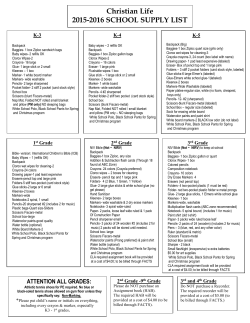 School Supply List - Christian Life Academy
