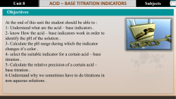 ACID &ndash; BASE TITRATION INDICATORS