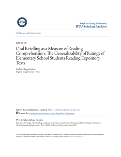 Oral Retelling as a Measure of Reading Comprehension