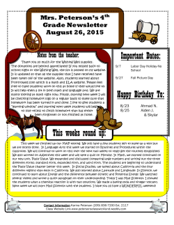 Important Dates: Happy Birthday To: This weeks round up: