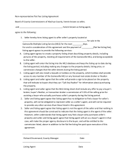 Non‐representative Flat Fee Listing Agreement Board of County