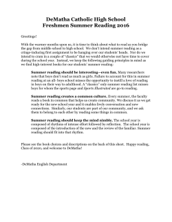 DeMatha Catholic High School Freshmen Summer Reading 2016