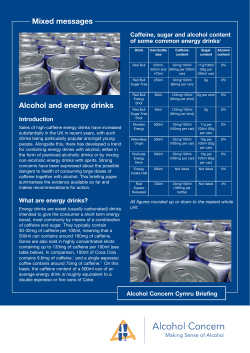 Mixed messages Alcohol and energy drinks