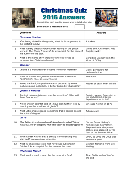 Questions Answers Christmas Starters 1 After being visited by the
