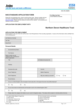NHS Standard Application Form - Northern Devon Healthcare NHS