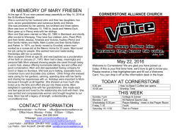 IN MEMEORY OF MARY FRIESEN CONTACT INFORMATION May