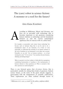 The (care) robot in science fiction: A monster or a tool for the future?