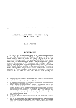 Arguing against the Economic of (Say) Corporations Law