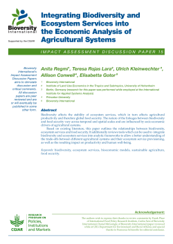 Integrating Biodiversity and Ecosystem Services into the Economic