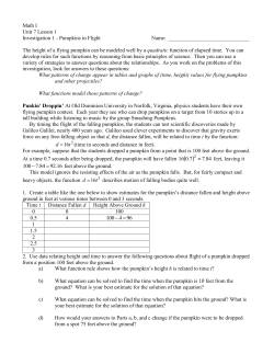 Math I Unit 7 Lesson 1 Investigation 1