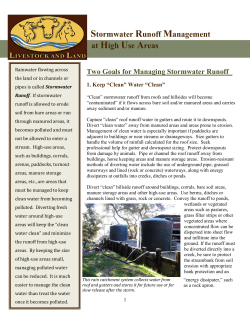 Stormwater Runoff Management at High Use Areas Two Goals for