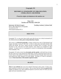 1 Geography 321 HISTORICAL GEOGRAPHY OF