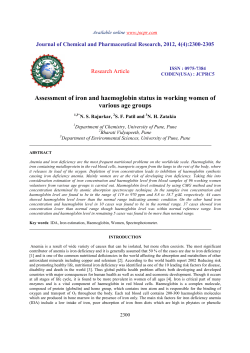 Assessment of iron and haemoglobin status in working women of