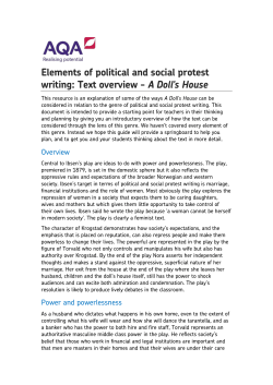 AS and A-level English Literature B A Doll`s House Text overview